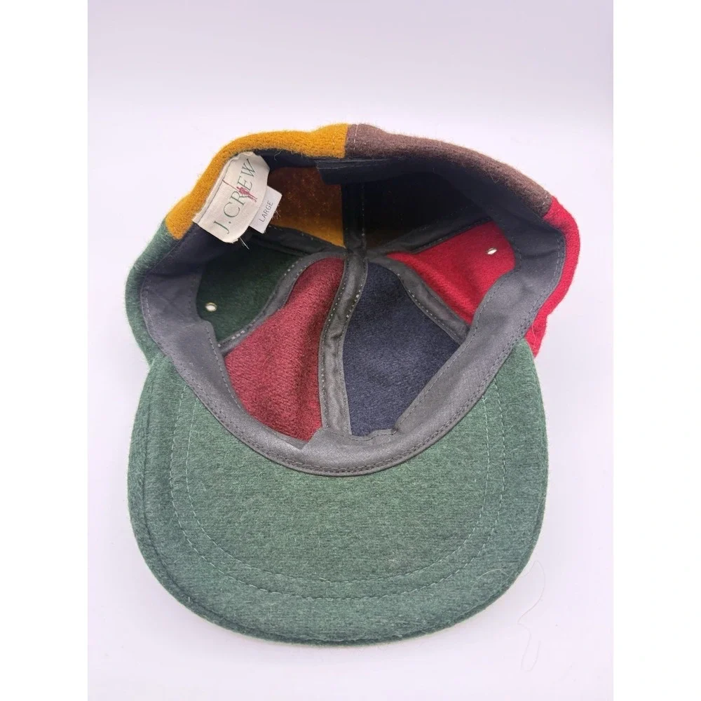 VTG J‎ Crew Wool Colorblock Hat Large Made In USA Retro Multicolor Cap